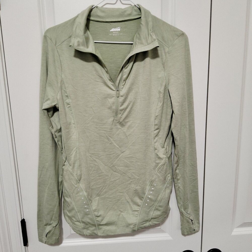 Avia Women's Textured Half-zip Activewear Pullover Light Green Size Small